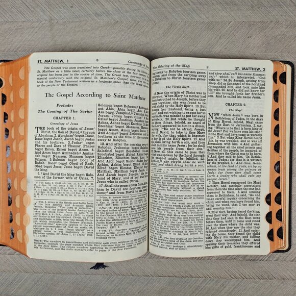 Vintage New Catholic Holy Bible Illustrated Black Leather Gold-Edged Indexed - Picture 11 of 16